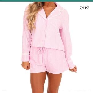 Peach Love California Pink Striped Pajamas